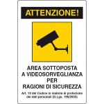 CARTELLO 'VIDEOSORVEGLIANZA' cm 20 x 30