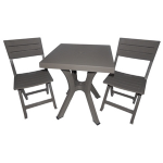 SET 'DUETTO RESINA'TAVOLO + 2 SEDIE TORTORA
