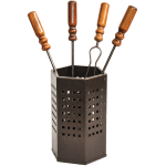 SET CAMINO FERRO BATTUTO 5PZ Ø18X50HCM (669.A) CESTO ESAGONALE