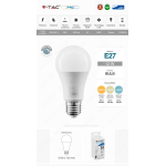 V-TAC PRO VT-262D LAMPADINA LED E27 12W BULB A60 DIMMERABILE  BIA.NAT.