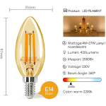 LAMPADINA A LED C35   E14  4W  2200K  400 LUM