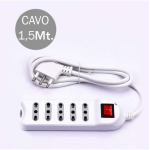 V-TAC MULTIPRESA 5 POSTI COLORE BIANCO CON INTERRUTTORE LUMINOSO E ATTACCO A PARETE 