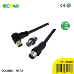 PROLUNGA TV SPINA/PRESA 90°  9,5MM C/ADATT. SP/SP. INCLUSO L=1,5   MT  NERA