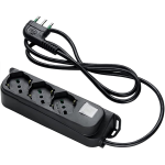 Multipresa OMEGA ciabatta nera 3 prese bipasso 16A - cavo 1,5 m.