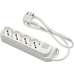 Multipresa OMEGA cavo 3 metri con 4 prese bipasso schuko spina a squadra grande italiana 16A 