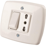 Deviatore 10A + presa biv 10/16A incasso sc. tonda