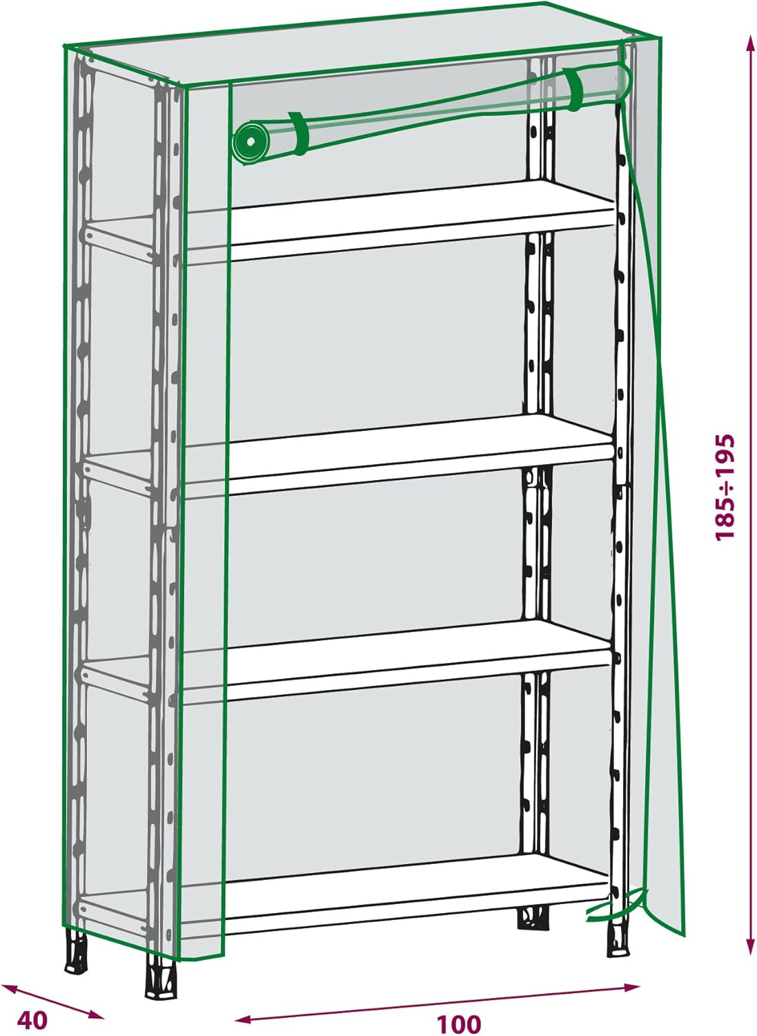 DOMO PAK LIVING Custodia Protettiva per ScaffaliSMALL  90 X 40 X H. 188/195