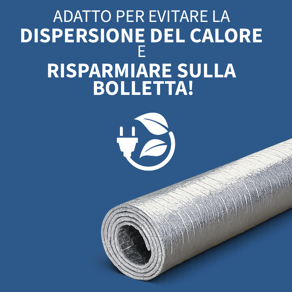 Pannello termoriflettente per termosifoni e radiatori - Pannello isolante termico per interni - Film alluminizzato su entrambi i lati - 100x70cm - spessore 4mm