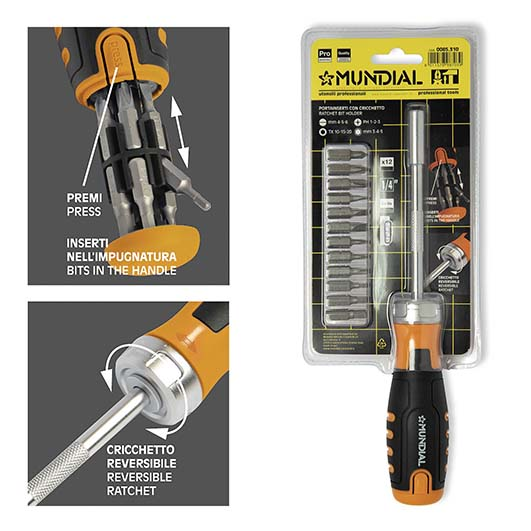 0085.310 – Portainserti cricchetto con impugnatura 12 inserti