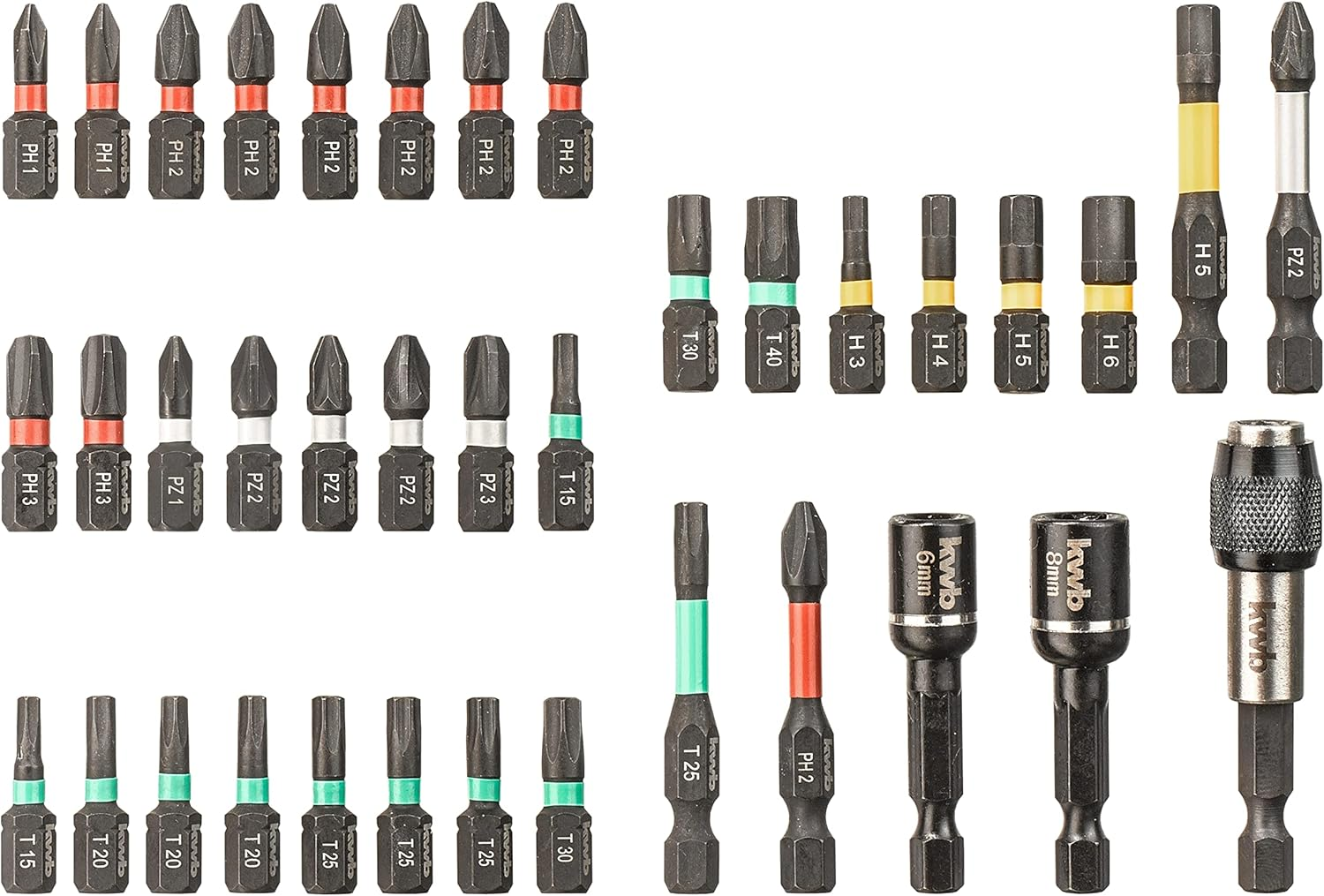 kwb Bit box per chiavi a percussione/impatto Set di punte da 37 pezzi con portapunte e buss.