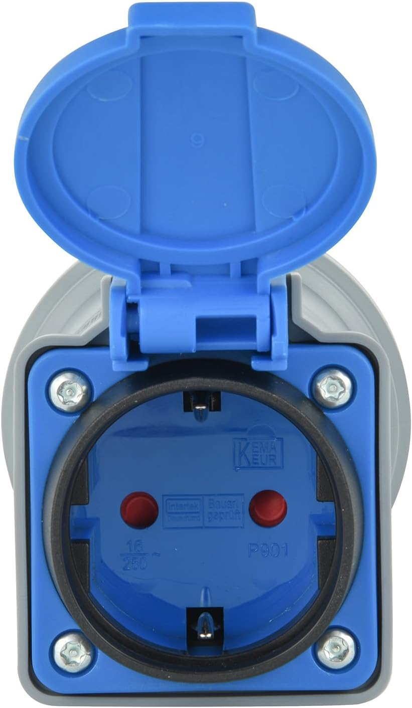  Adattatore industriale CEE IP44 da presa Schuko 16A a Spina CEE 3 Poli (3P+N+T) con tappo