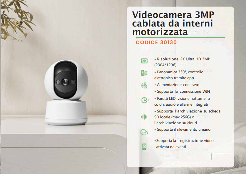  VIDEOCAMERA CABLATA X INT. MOT. WIFI 3MP 