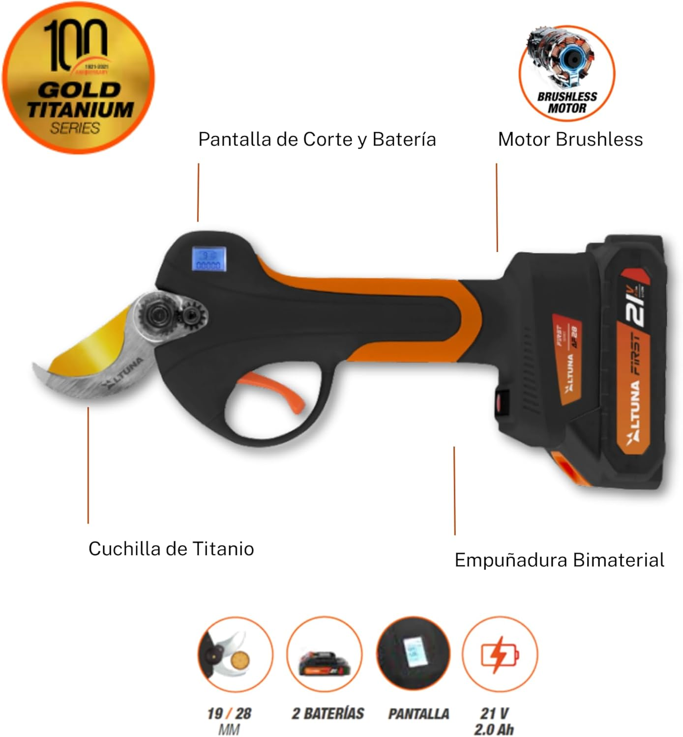 FORBICI DA POTATURA A BATTERIA 'AF28' 21V - 2 Ah