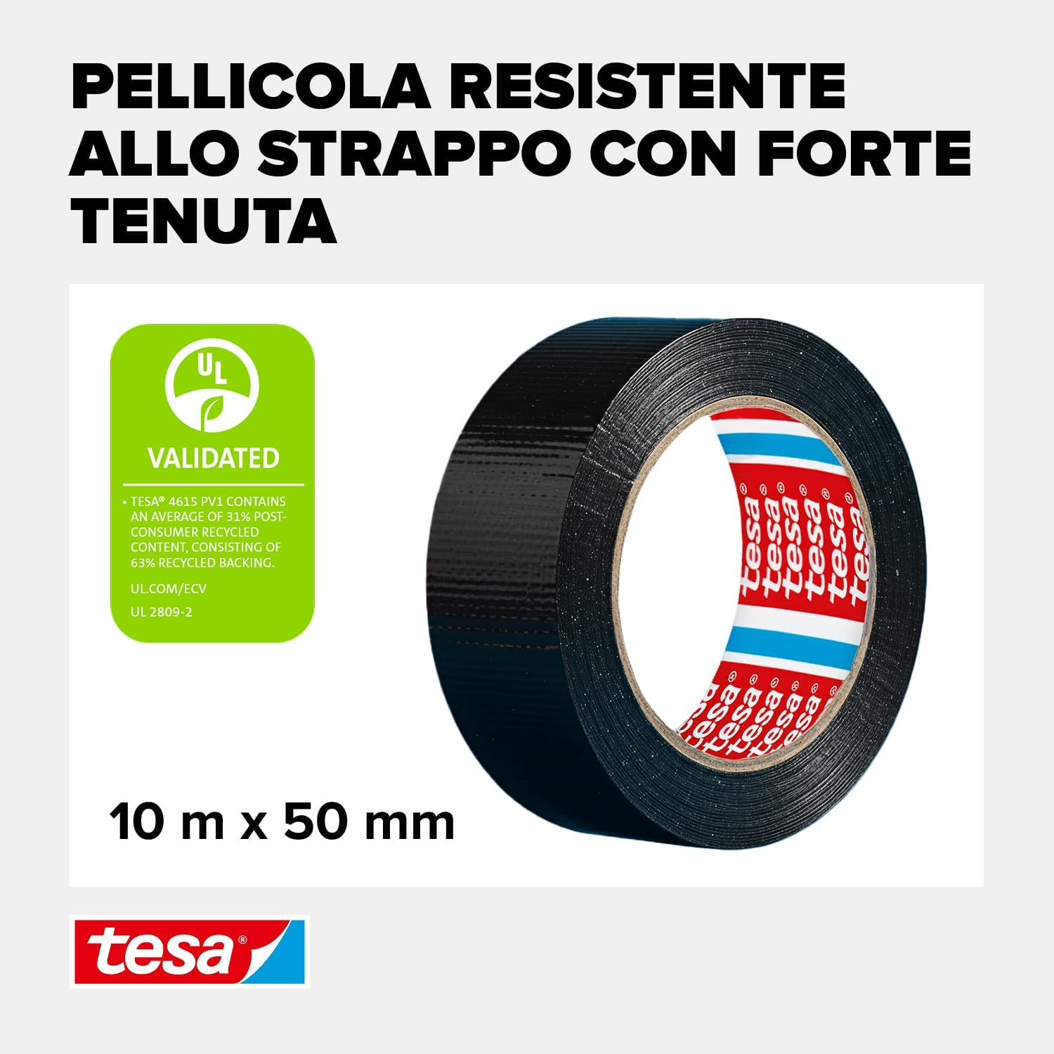 tesa extra Power Universal Duct Tape - Nastro NERO 10 m x 50 mm