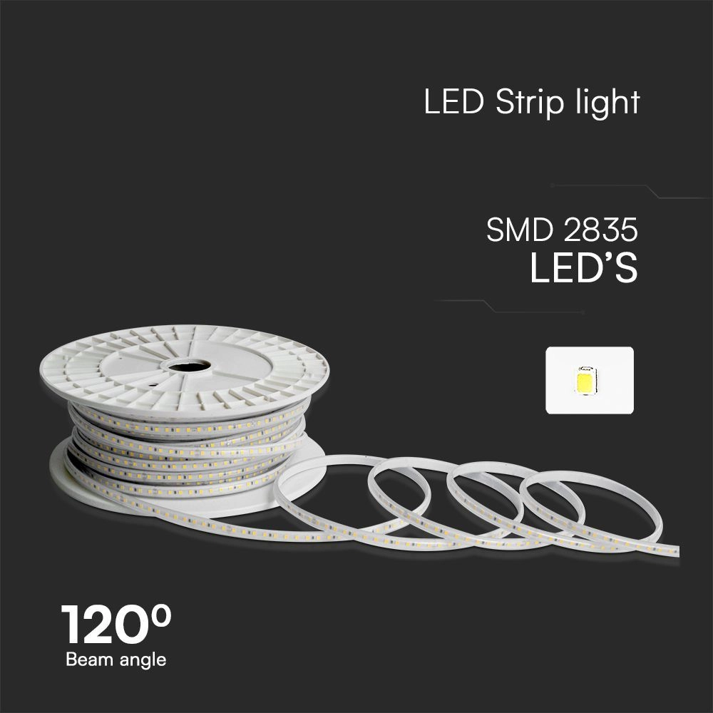 V-TAC Strip LED 220V SMD2835 10.5W/m 50m 120 LED/m con Spina 6500K IP65 10mm