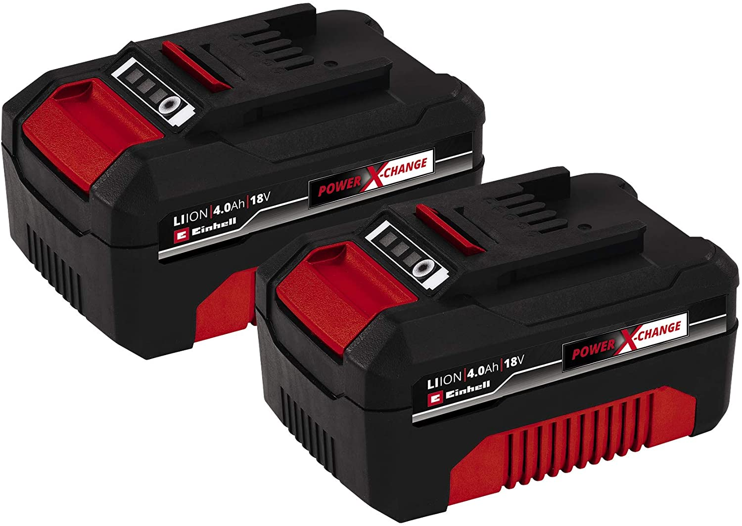 Einhell Twinpack Power X-Change Due Batterie Da 4,0 Ah, 12 x 7.5 x 7 Cm, Rosso Nero