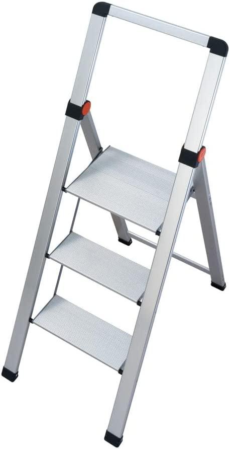 SGABELLO 3 GRADINI IN ALLUMINIO CON PARAPETTO ALTO