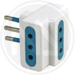 ADATTATORE TRIPLO 2P+T 10A BI. IN BLISTER