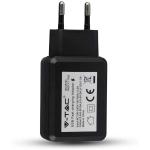 V-TAC VT-1026 CARICAB. USB DA MURO FAST CHARGE COL. NERO