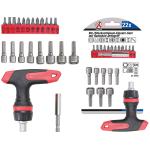 SET 22 PEZZI IMPUGNATURA PORTAINSERTI A "T" A CRICCHETTO CON INSERTI