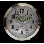 SVEGLIA TONDA INTERNO OVALE CON LUCE SNOOZE MOV. CONTINUO BIA.