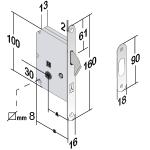 SERRATURA GANCIO S61/50 BORDO TONDO CROMO SATINATO