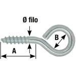 Occhiolo a vite legno Zincato in blister 10 pz Ø 20 x 80