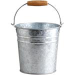 Secchiello Zincato in Metallo argento con manico in legno H. 23 cm diam. Ø 26 CM KASART