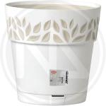VASO TONDO 'CLOE' ø 25 x h.25 - bianco/travertino