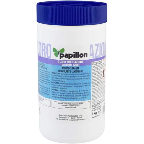 "CLORO PISCINA PASTIGLIE 1KG ""MULTIAZIONE"" 20GR. PAPILLON"