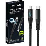 V-TAC Cavo USB-C a USB-C con Display LED - Cavo Type-C 100W PD 5A - 1 Metro NERO