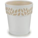 VASO TONDO 'CLOE' ø 20 x h.19 - bianco/travertino