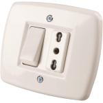 Deviatore 10A + presa biv 10/16A incasso sc. tonda