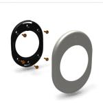 KIT PIASTRINA 62X82 MM C/FORO D. 43 MM ALL. ANOD. ARGENTO F1 C/MARCHIO