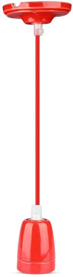 V-TAC VT-7998 PORTALAMPADA IN PORCELLANA PER LAMPADINE E27 ROSSO SKU3807