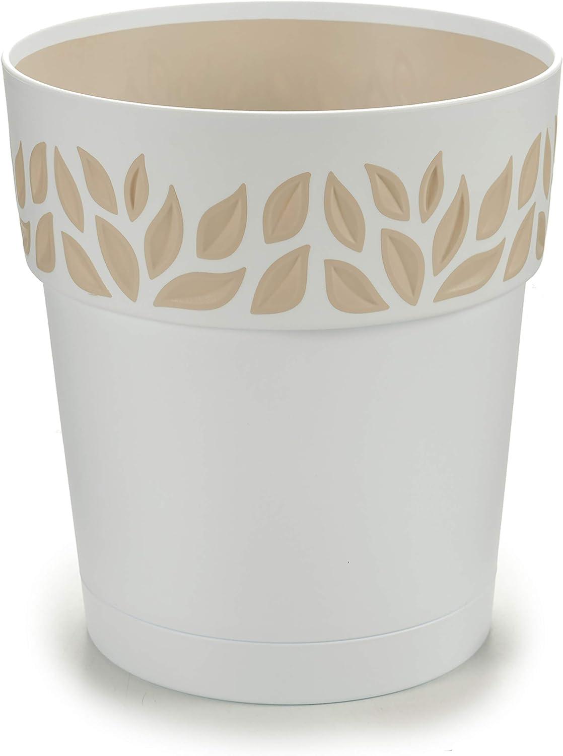 VASO TONDO 'CLOE' ø 20 x h.19 - bianco/travertino