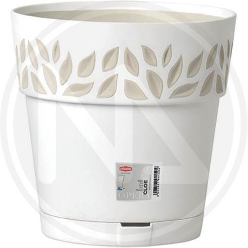 VASO TONDO 'CLOE' ø 25 x h.25 - bianco/travertino