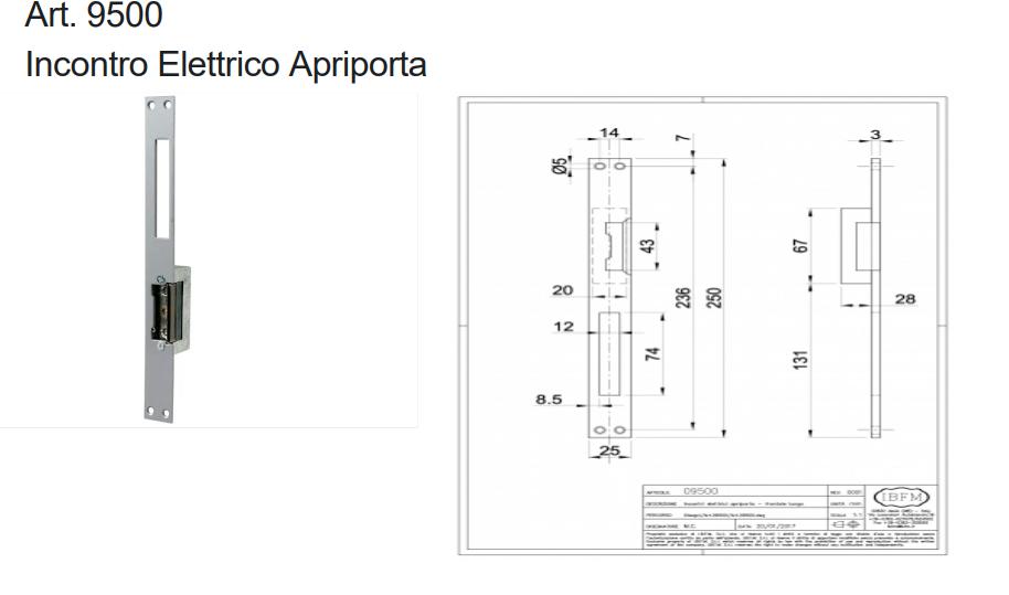 INCONTRO ELETTRICO APRIPORTA mm 250x25
