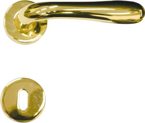 MANIGLIA CON ROSETTA OTTONE LUCIDO V. "AMALFI"