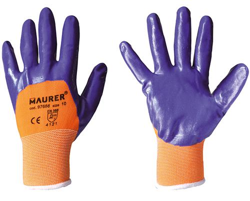 GUANTI LAVORO NITRILE "GLOVEX II" 10" MAURER CON POLSINO