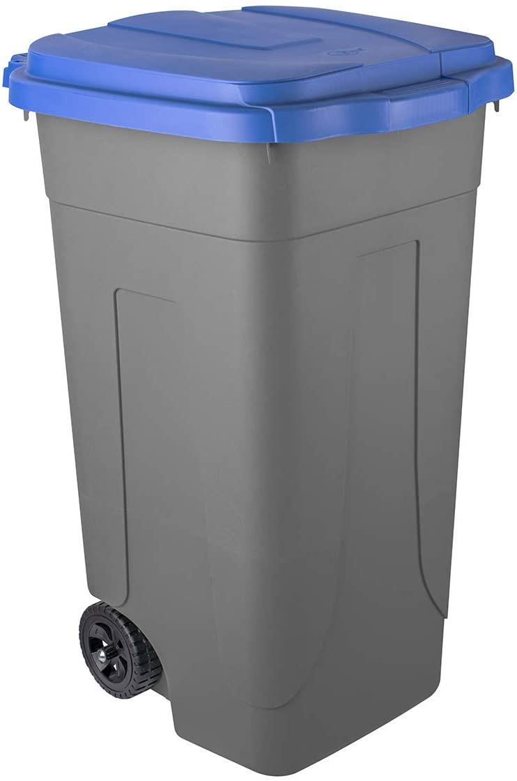 BIDONE IMMONDIZIA Lt. 80 GRIGIO/BLU IN PVC C/RUOTE 'OTTANTA'