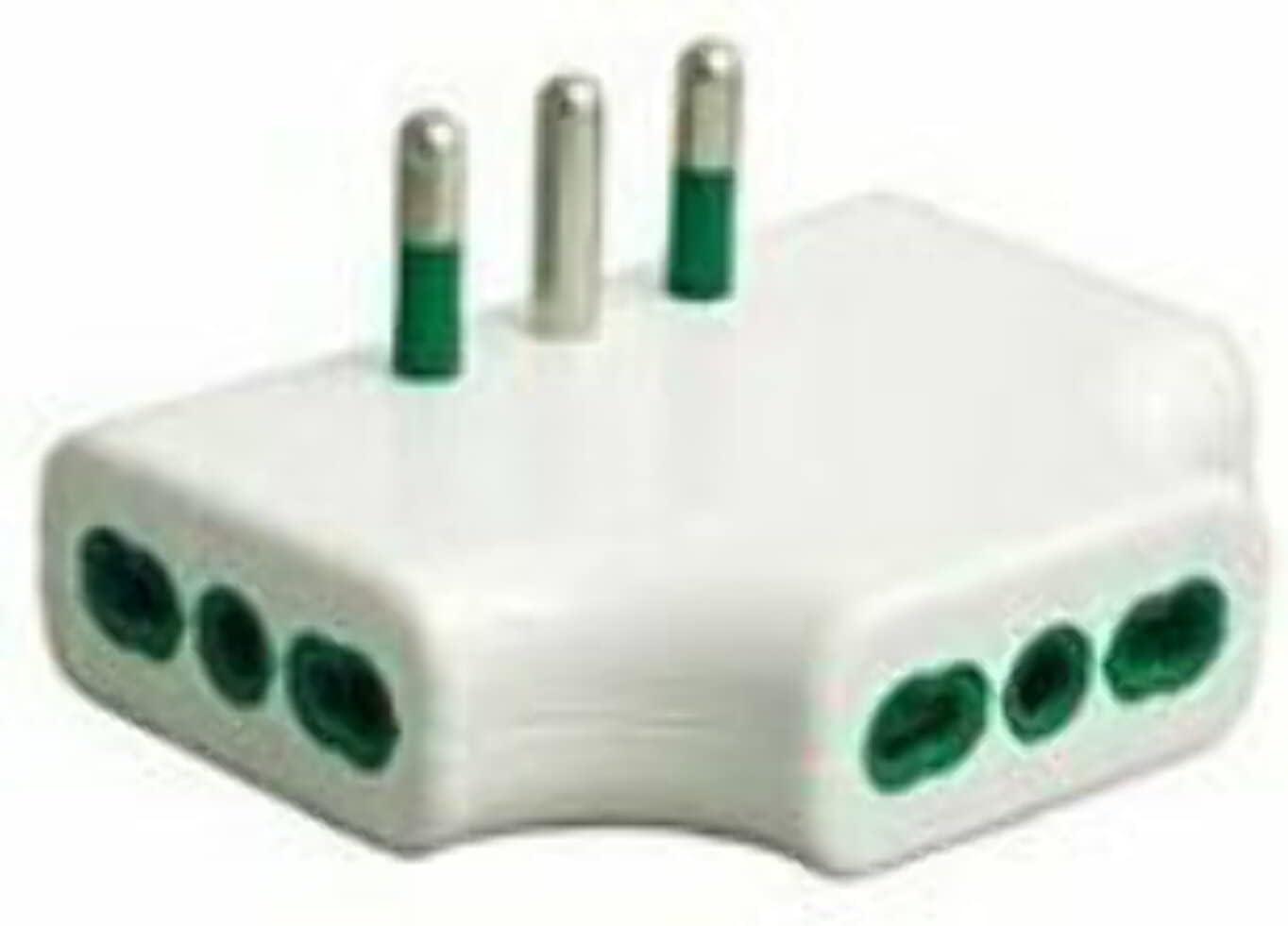 Adattatore triplo piatto spina italiana 2P+T 16A 3 prese bipasso italiane 2P+T 16A BI