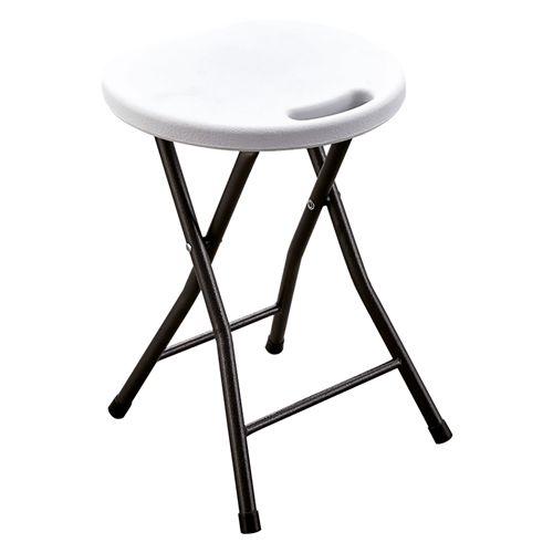 SGABELLO PIEGHEVOLE 'PARTY' BIANCO CM. 33X30X46 CM.33X30X46 -ACCIAIO/SEDUTA PLAST.+ ADD.CONTR.POLIECO