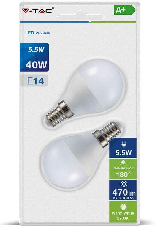 V-TAC VT-2146 BLISTER 2 LAMP. LED E14 4W P45