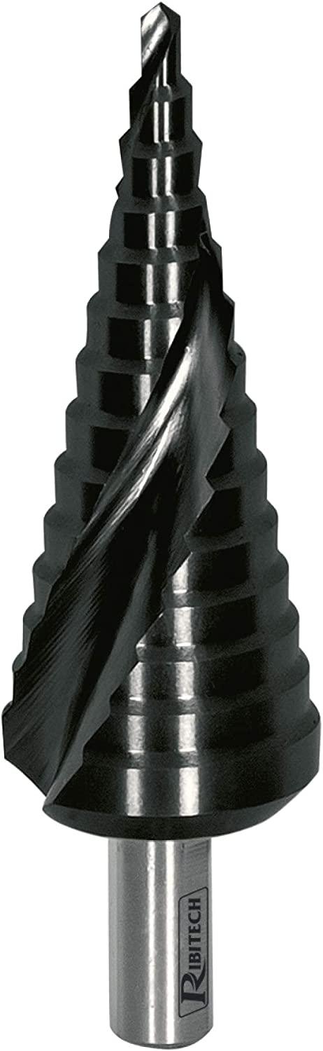 Ribimex PRFEX10434C/B Punta in Acciaio spiralata a gradini con scanalatura Professionale