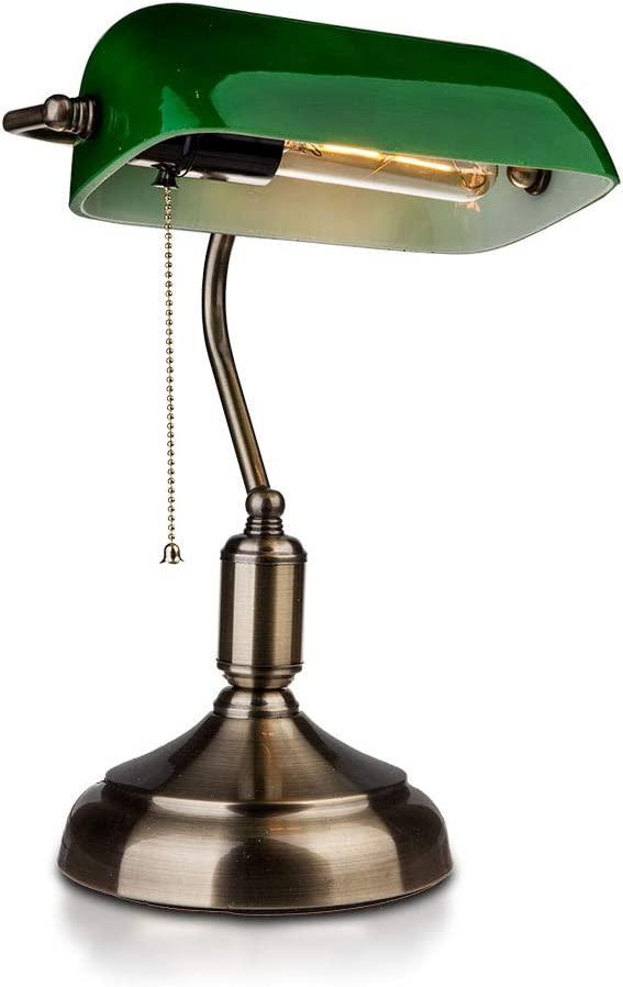 Lampada da tavolo Vintage V-TAC in metallo ottone antico e vetro colorato E27 VT-7151 – SKU 3912 VERDE