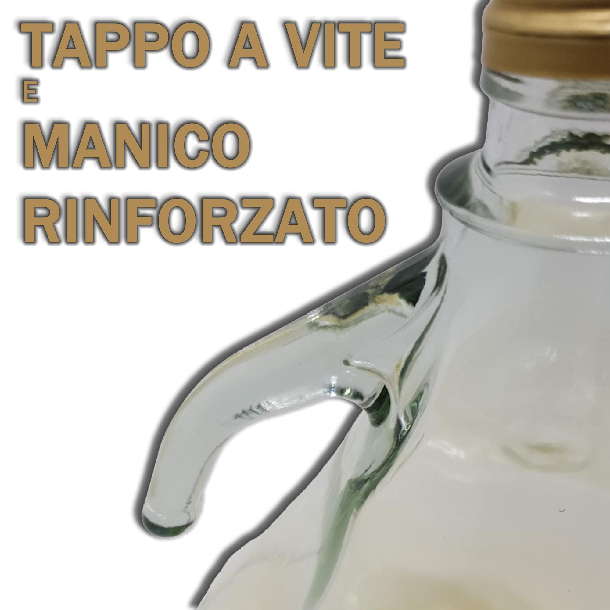 DAMIGIANA VETRO 5 LITRI - BOTTIGLIONE CON CHIUSURA A VITE - CESTO IN PLASTICA - 5 LITRI, TRASPARENTE/GIALLO, 18X18X35CM - 1 PEZZO