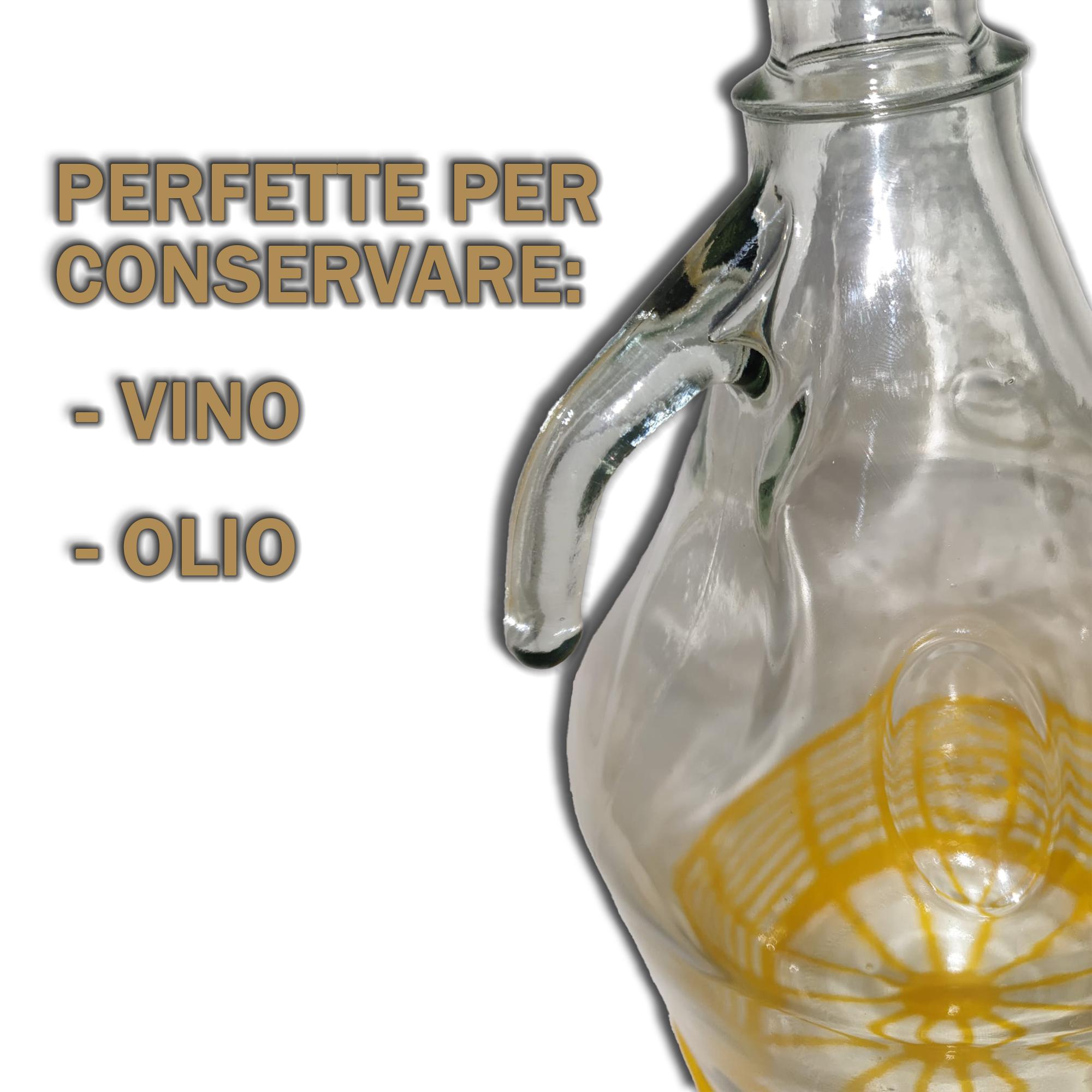 DAMIGIANA VETRO 5 LITRI - BOTTIGLIONE CON CHIUSURA A VITE - CESTO IN PLASTICA - 5 LITRI, TRASPARENTE/GIALLO, 18X18X35CM - 1 PEZZO