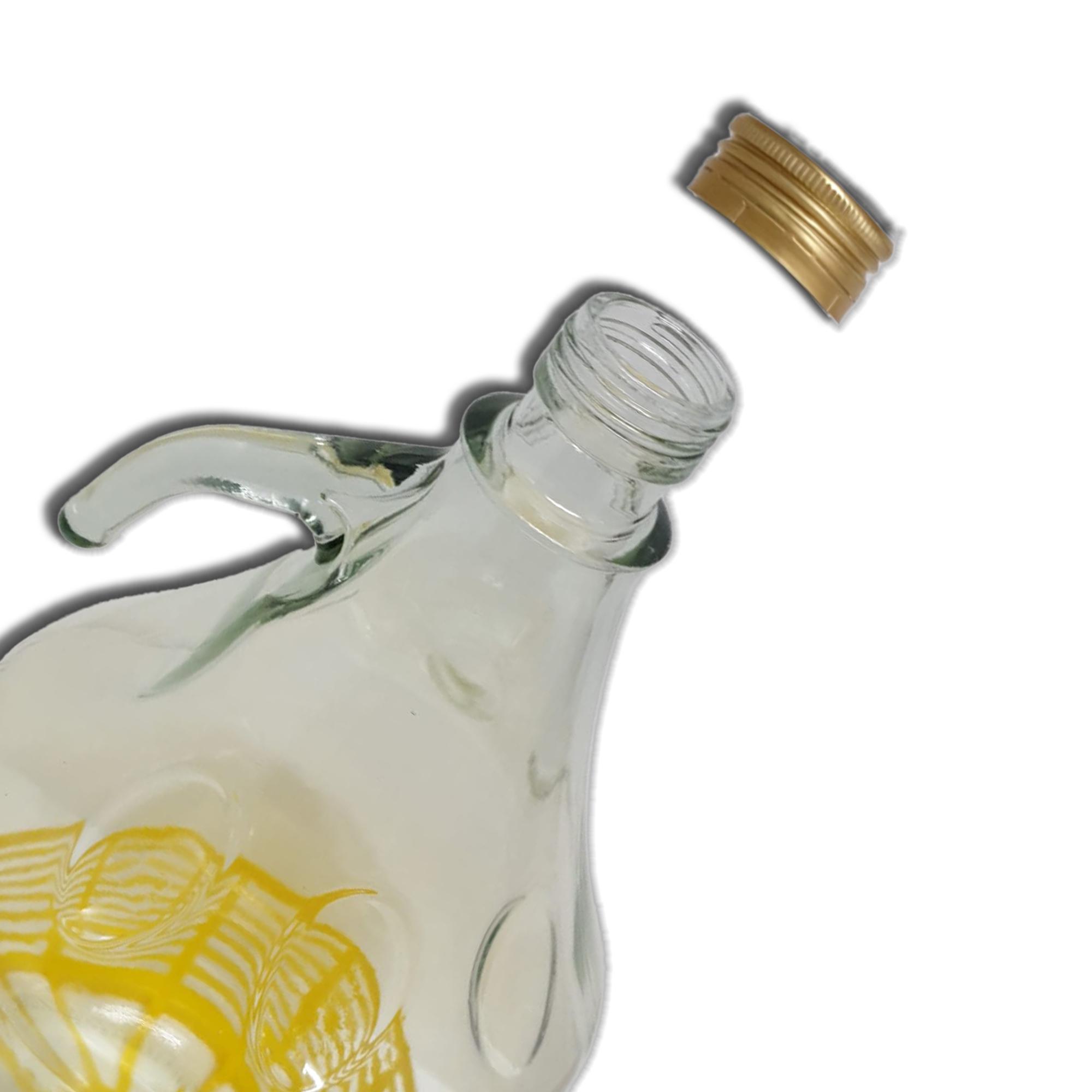 DAMIGIANA VETRO 5 LITRI - BOTTIGLIONE CON CHIUSURA A VITE - CESTO IN PLASTICA - 5 LITRI, TRASPARENTE/GIALLO, 18X18X35CM - 1 PEZZO