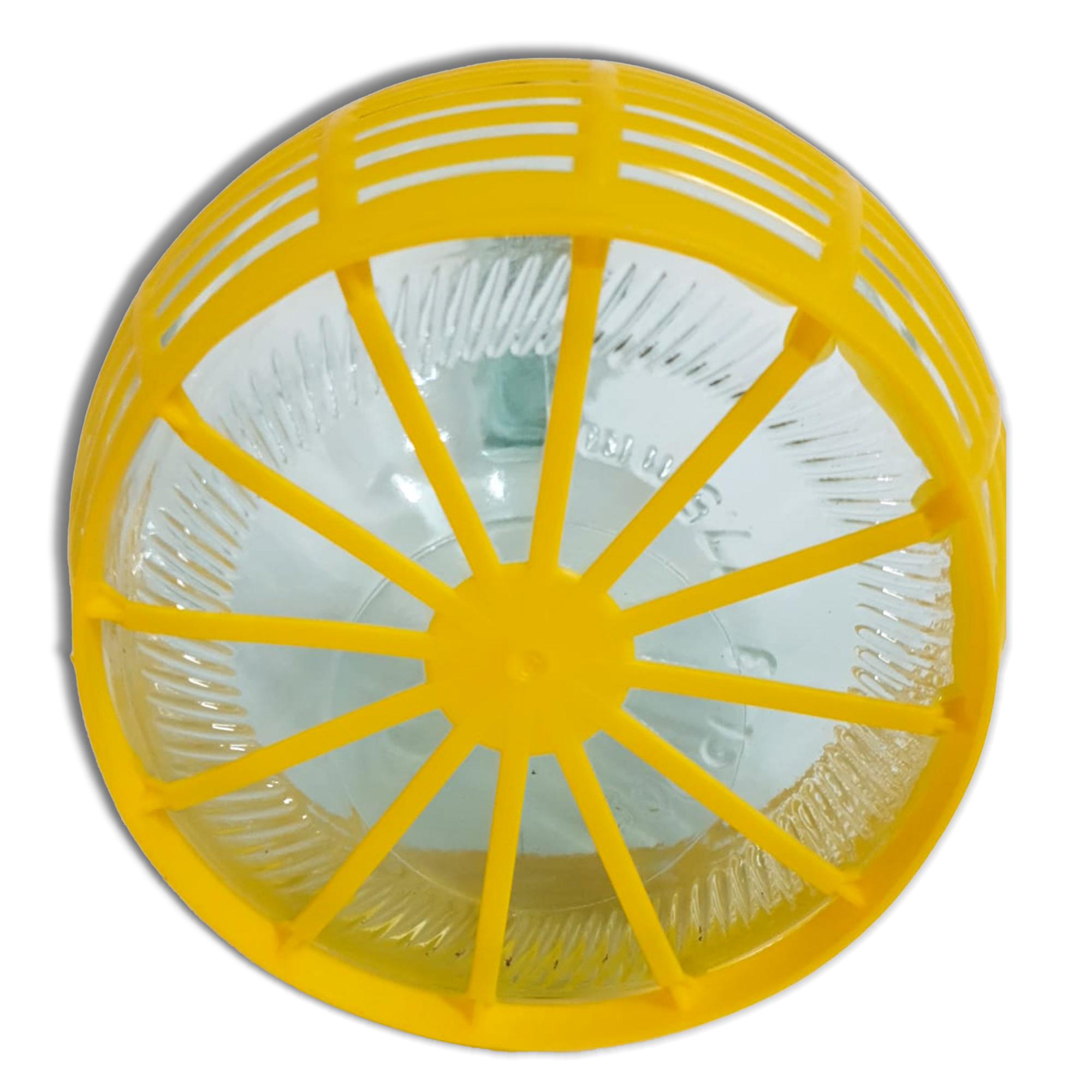 DAMIGIANA VETRO 5 LITRI - BOTTIGLIONE CON CHIUSURA A VITE - CESTO IN PLASTICA - 5 LITRI, TRASPARENTE/GIALLO, 18X18X35CM - 1 PEZZO